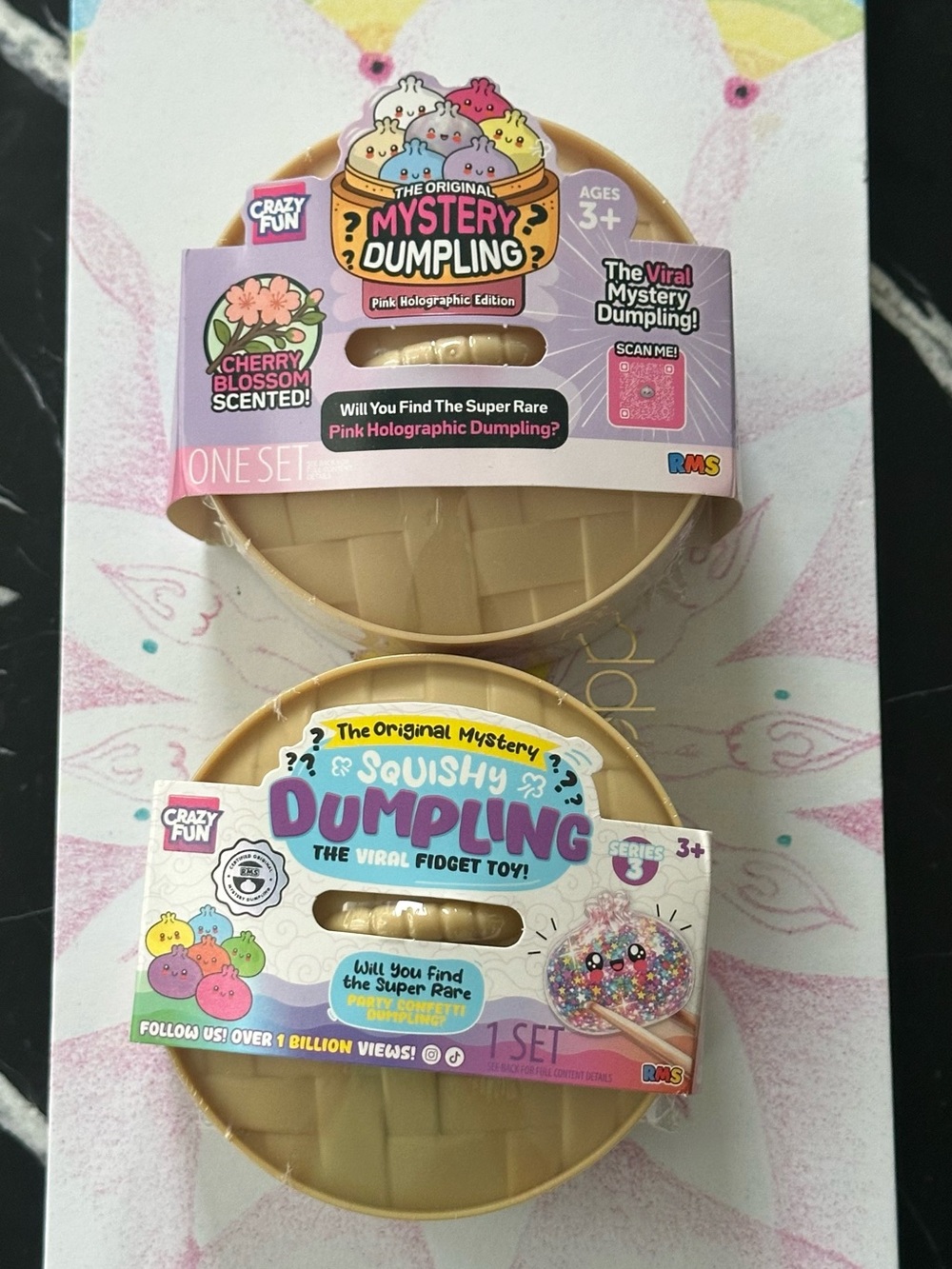 RMS Squishy Dumpling Kids Toy - Pink Pack 2 series- confetti 🎉 and cherry bl